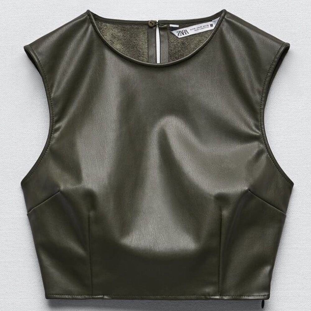 ZARA FAUX LEATHER CROP‎ TOP NWT Size S